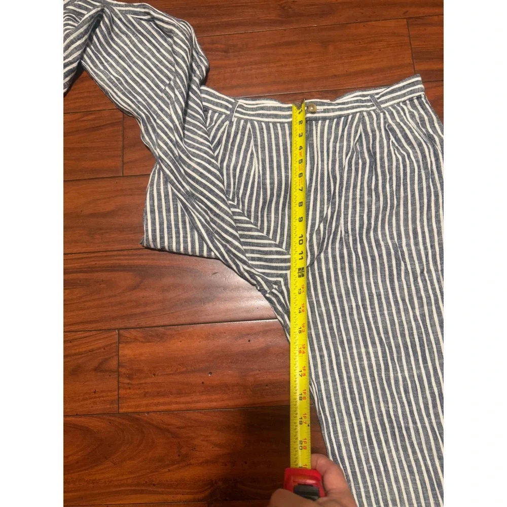 Reformation Blue White Striped Linen, rayon  Blend Wide Leg Pants  Size 10